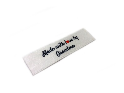 Made with Love by Grandma Etiketten - flach 15x50 - 40 Stück - zum Aufnähen
