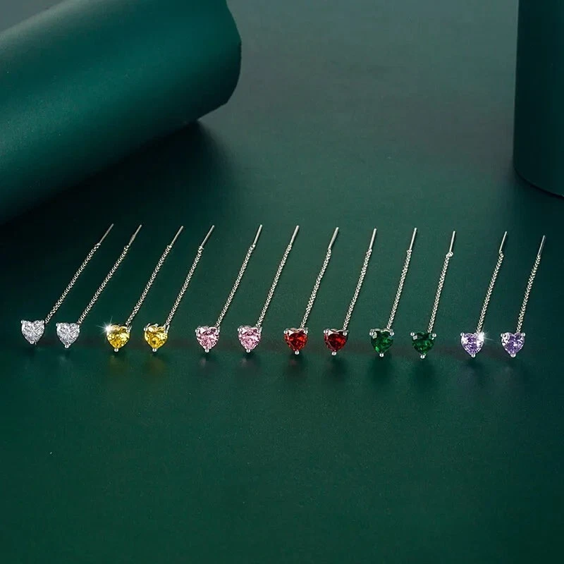 Orecchini Donna Pendenti Lunghi Cristallo Luce Sera Paio Argento Coppia Regalo - Immagine 2 di 4