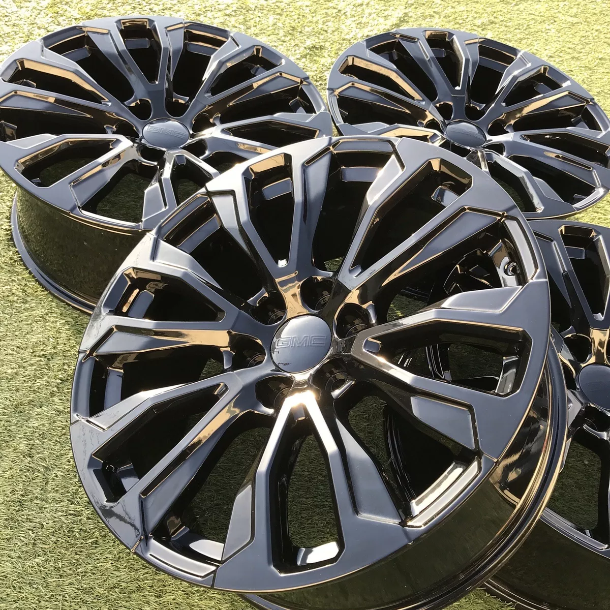 22 GMC YUKON WHEELS DENALI CADILLAC WHEELS RIMS OEM STOCK BLACK