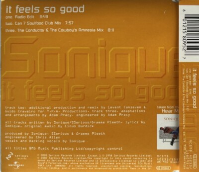 SONIQUE - IT FEELS SO GOOD - 3 TRACKS CD SINGLE | eBay