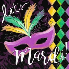 Boston International IHR 3-Ply Paper Napkins Mardi Gras Fat Tuesday Designs