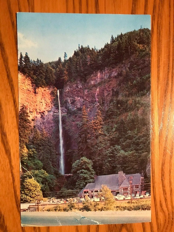 1955 Posted Postcard - Multnomah Falls And Lodge, Oregon - Big 9" X 5.5" Size