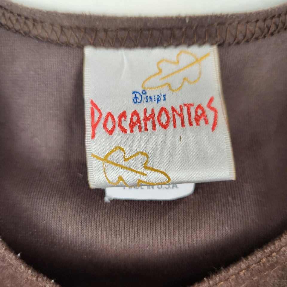 Vestido Vintage Años 90 Disney Pocahontas Marrón Imitación Gamuza con Flecos Talla 10 Vestir Foto 4 de 4
