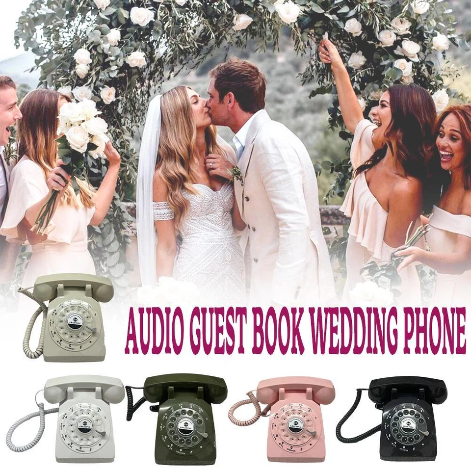 Libro de visitas teléfono boda audio libro de visitas teléfono estilo vintage audio mensaje P4 Foto 3 de 4