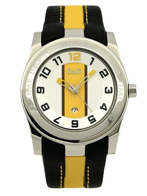 Dolce & Gabanna Men's DW0215 Bi-Colour Leather Quartz Watch Yellow-Silver  Dial