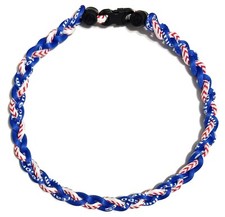 Boys 3 Rope Tornado Rope Baseball Necklace 18" 20" Royal Blue Baseball Stitch