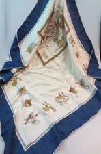 WONDERFUL VINTAGE EQUESTRIAN SILK SCARF HANDCRAFT INC. ITALY