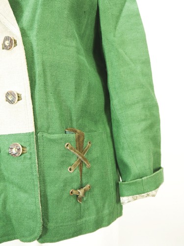 by h.moser Salisburgo verde con risvolto grande giacca tradizionale donna lino taglia 36 - Foto 5 di 7
