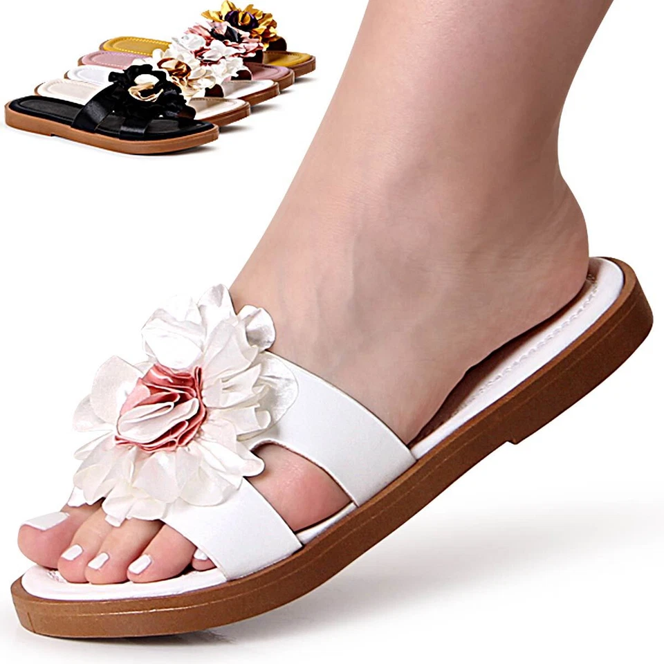 Damen Sandalen Pantoletten Slipper Mules Schlappen Sandaletten Blume - Bild 1 von 1