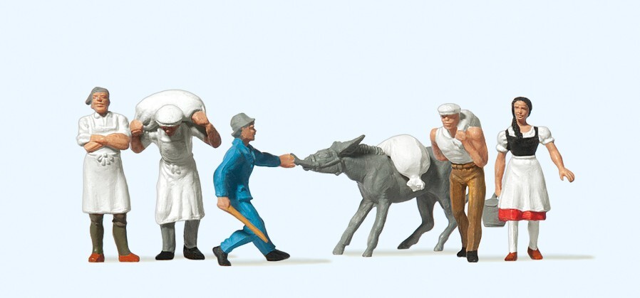 Preiser 14129 At the Mill (5) Standard Figure Set HO/OO Scale BNIP
