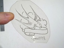 vtg 1960s 1970s Tattoo acetate stencil Songbird and Banner signed BR2