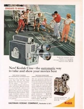 1959 Kodak CINE AUTOMATIC TURRET Shuffleboard On Ocean Liner Ship Vintage Ad 