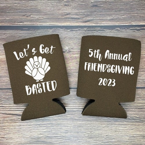 Custom Friendsgiving Can Coolers, Let's Get Basted Annual Friendsgiving Coolies - Afbeelding 2 van 14