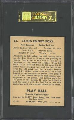 1941 Play Ball #13 Jimmie Foxx - SGC-84 | eBay