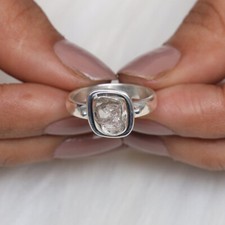 Raw Herkimer Diamond Ring 925 Sterling Silver Ring Birthday Gift for Her