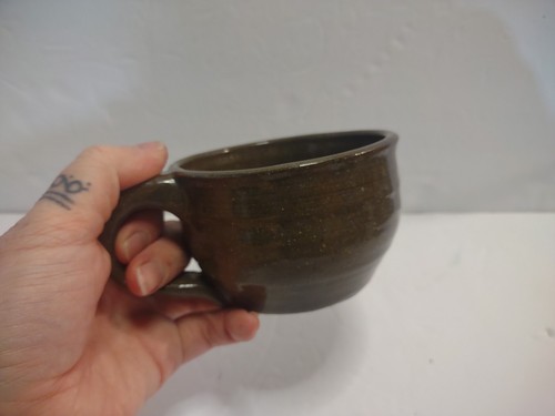 Vintage Wheel Thrown Pottery Cappuccino Stoneware mug Stamped / Signed - Picture 4 of 4