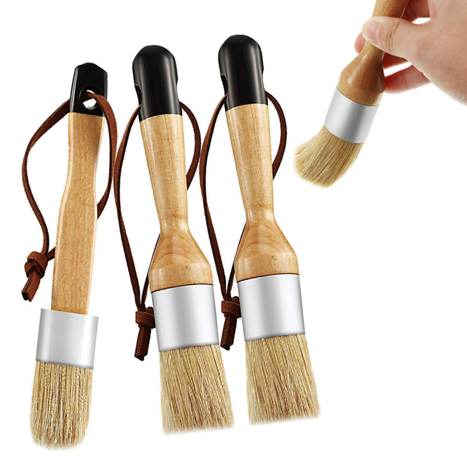 4pcs Wax Brush Flexible Wide Application Round Chalk Paint Brush Set