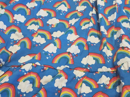 Mini Boden Rainbow Dress Tiered Moroccan Blue NWT New 4-5 - Picture 2 of 6