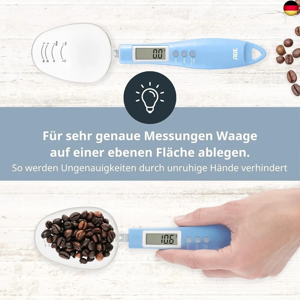 ADE Digitale Löffelwaage präzise auf 0,1 g | exakte Küchenwaage bis 300 g | Fe - Bild 4 von 4