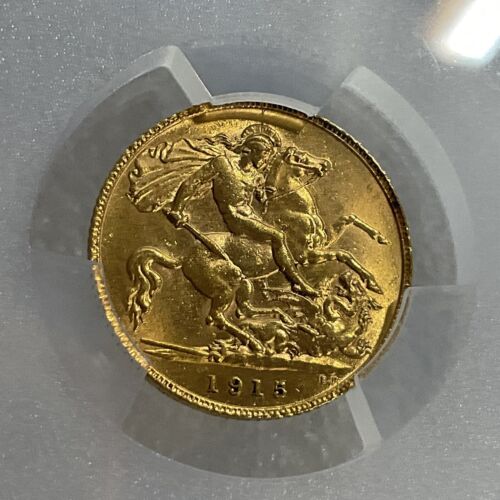 1915 1/2 Sovereign Gold Coin S-4006 Great Britain MS63 Geogivs V Gnumismatist - Picture 4 of 16