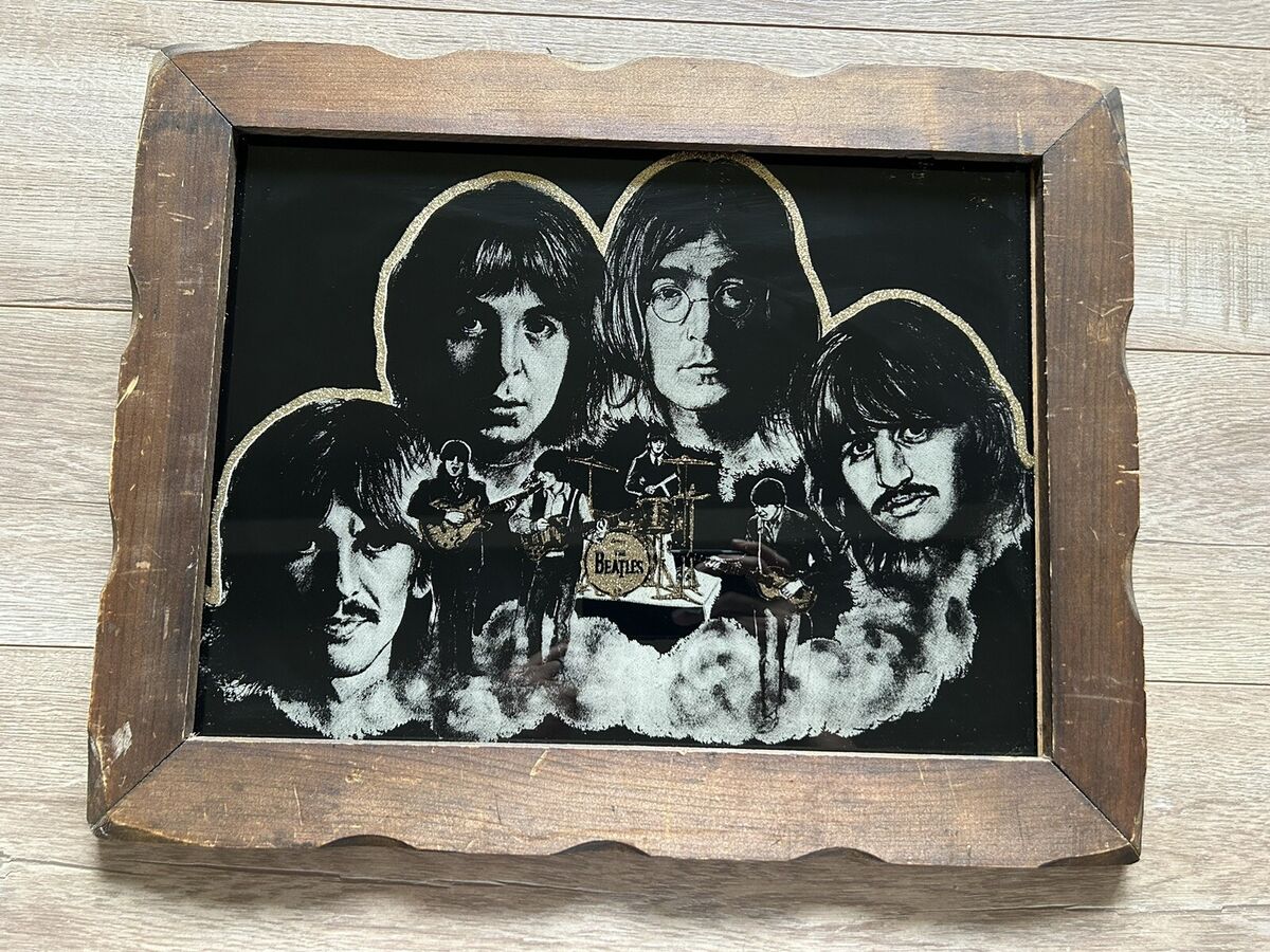 Vintage The Beatles IBM Photo Outlined Gold Glitter Picture Vintage The Beatles IBM Photo Outlined Gold Glitter Picture