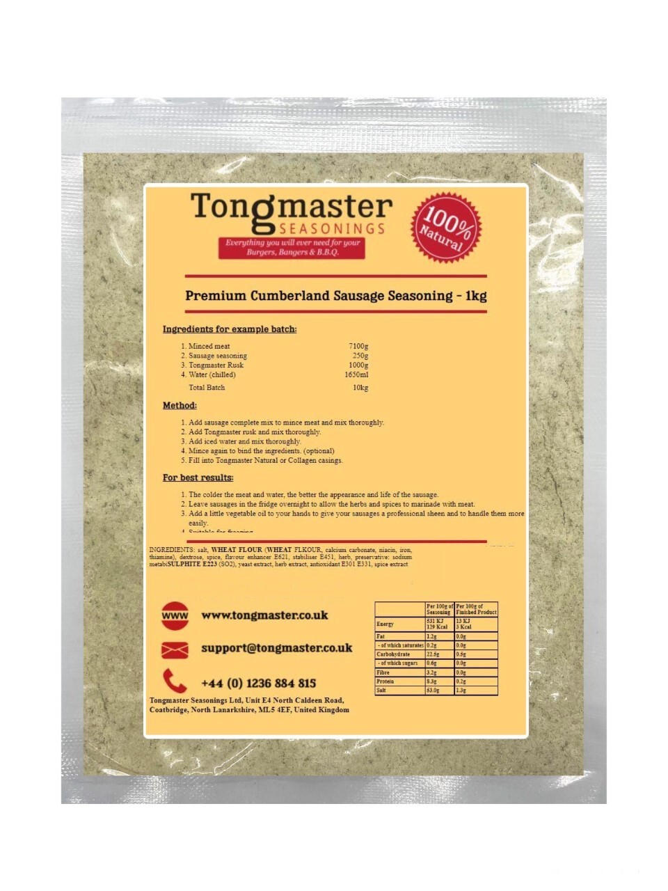 Premium Cumberland Sausage Seasoning - 1kg