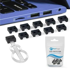 USB-A Port Blockers 10-Pack Key Lock USB Security - Removable Type-A Locks fo...