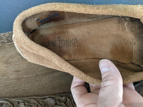 Minnetonka Women's Kilty Moccassin Driving Moc Flats Sz 9 Brown Suede Soft sole - Picture 6 of 10