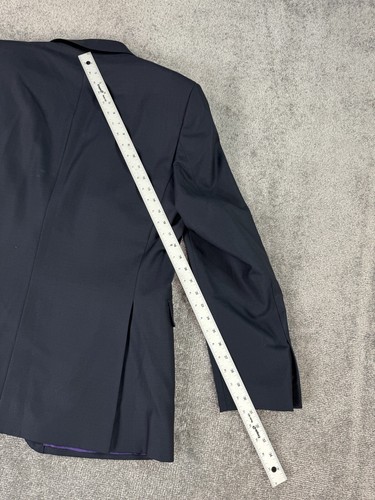 Saks Fifth Avenue Suit Jacket Men 44 R Navy Herringbone Ermenegildo Zegna Italy - Picture 7 of 15