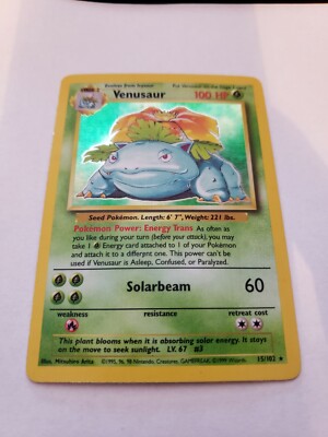 Pokemon Venusaur Unlimited Rare Holographic Card 15/102 Holo Foil