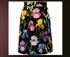 DOLCE & GABBANA WOMEN'S Black Floral Velvet Skirt Size UK 12 / EU 38 NEW  + TAG