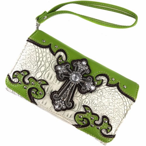 Justin West Concealed Carry Western Croc Cross Duo Color Shoulder Handbag Purse - Picture 8 of 80