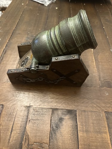 Vintage 11" Metal Wood Cannon SPAIN Mortero Espanol SIGLO XVII Coat of Arms