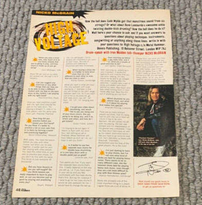 NICKO McBRAIN Iron Maiden Metal Hammer Magazine 1995 Article