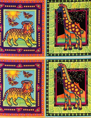 Tropical Safari Avlyn Inc 2 Panels 20x22.5 each Square , 41x23 Per Panel