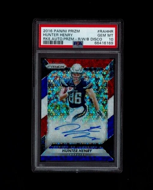 Hunter Henry Panini Prizm Rookie Autograph Prizm #RAHHR Red/White/Blue Disco