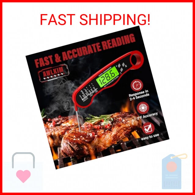 Meat Thermometer Digital - Waterproof Kitchen Thermometer with Backlight and Hol