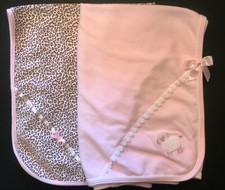 Qty of 2 Lightweight Girl Blankets Security Lovey Pink Leopard Bows Sheep