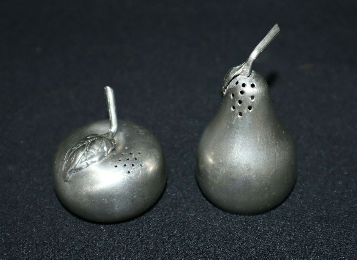 A.L. Hanle Apple & Pear Distinctive American Pewter Salt & Pepper Shaker Set eBay