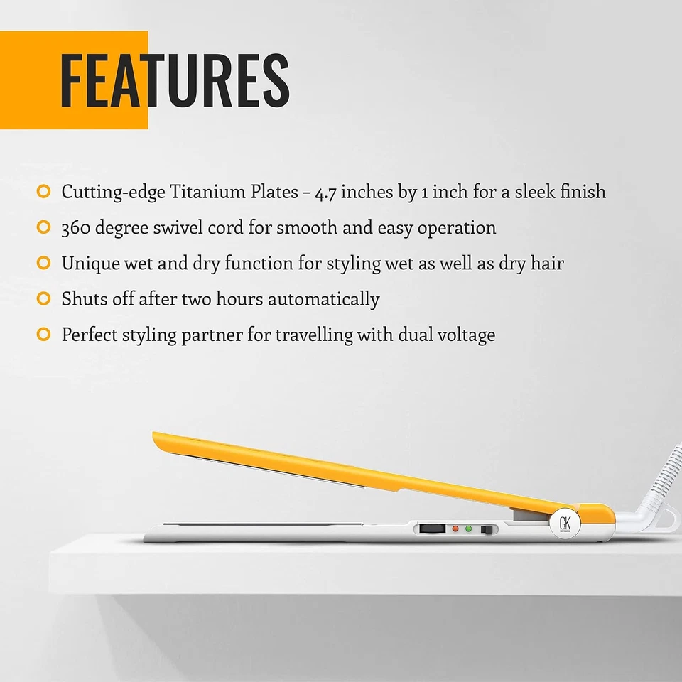 Placas planchas de titanio GK HAIR D700 con función de peinado húmedo y seco 110-220V Foto 2 de 4