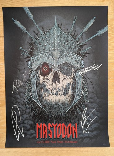Mastodon Malmö 2022 BAND SIGNED Autogramm von Florian Bertmer Ltd x/90 Druck Kunst