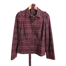 Just Cavalli Vintage Stretch Cotton Belted Day Evening Jacket Pink Multi Uk Size
