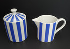 Marc Blackwell New York Awnings Stripe Sea Blue Porcelain Sugar & Creamer
