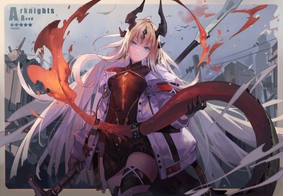 Anime Art 2D Portrait Arknights Reed Cot Tan Horns 11x17 Poster