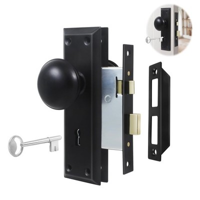1 Pack Mortise Keyed Lock Set with Classic Bronze Knob   Perfect for Replacin...