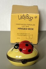 Department 56 Hand Painted Porcelain Lady Bug Trinket Box Lucky Bug