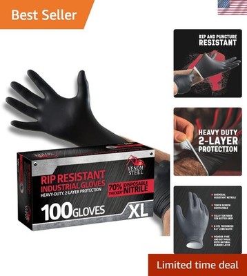 Industrial Nitrile Gloves, Chemical Resistant Disposable Black Gloves, Latex-...