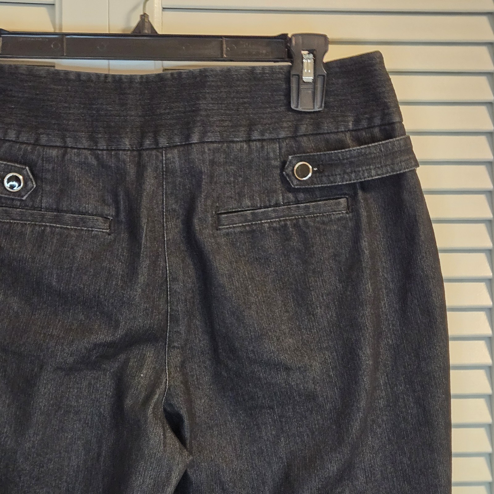 Apostrophe Black Stretch Cropped Denim Button Wai… - image 7