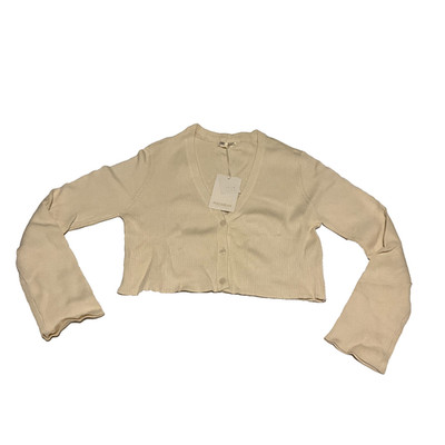 Pull And Bear Button Front Cardigan Sweater Womens Size M Cream Long Sleeve