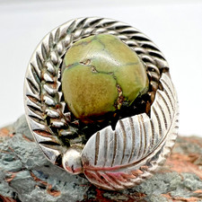 Vintage SOUTHWESTERN GREEN TURQUOISE sterling silver ring size 6.25 6.8g